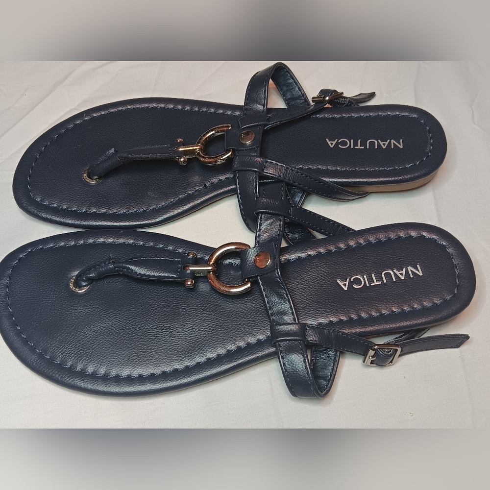 Navy Blue Nautica Strappy Sandals with metal O ring detail Women